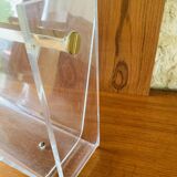 Plexiglas & brass magazine rack by David Lange, 1970s