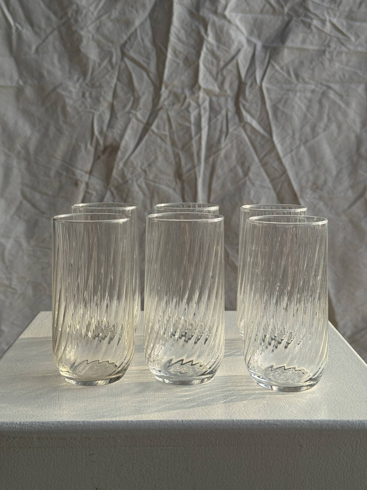 Set of 6 orangeade glasses in ribbed glass