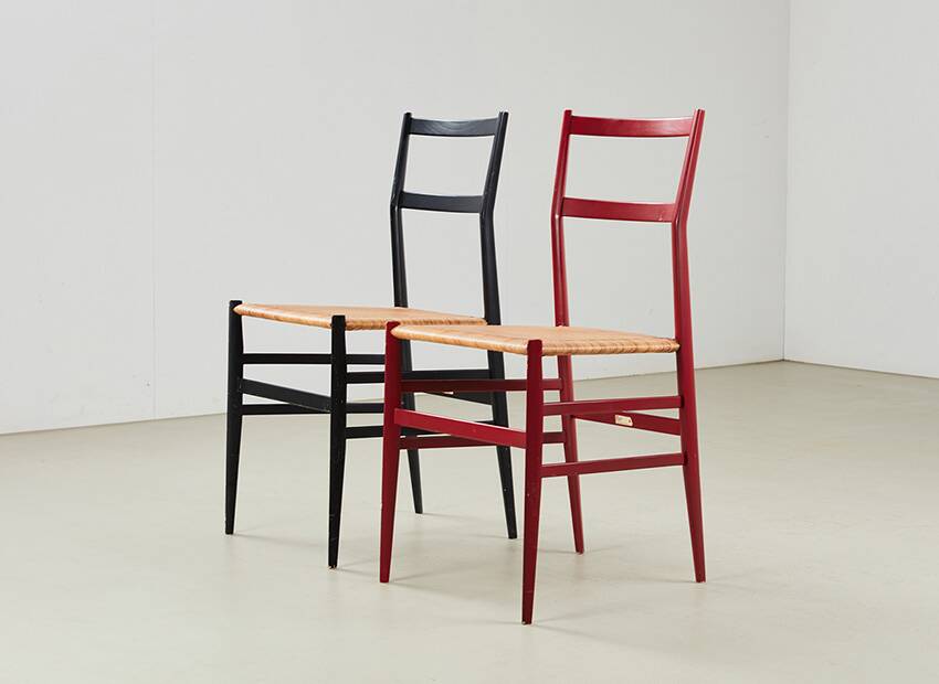 Gio Ponti Pair of Superleggera Chairs for Cassina Italy 1957