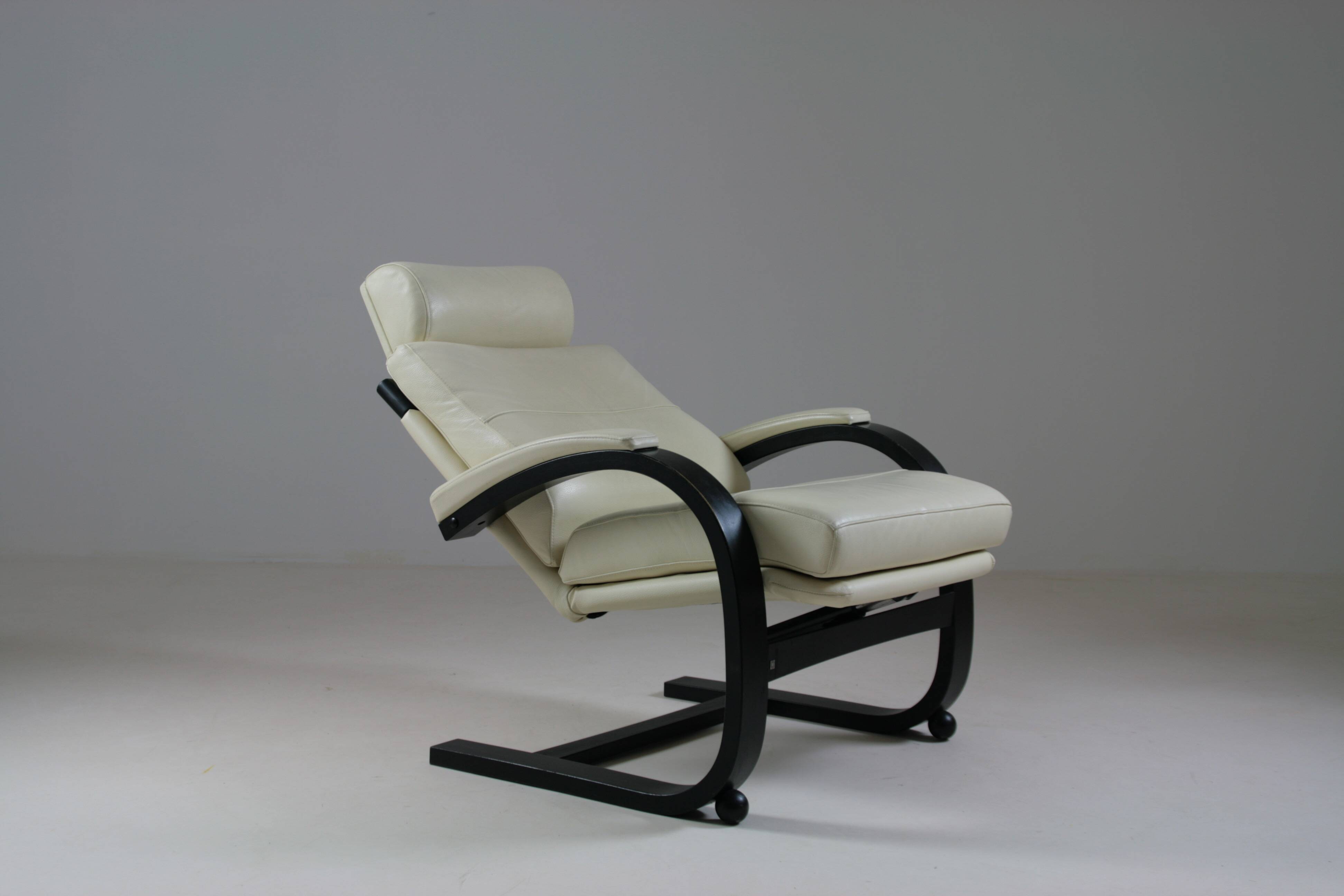 Fauteuil suédois inclinable en cuir nelo par åke fribyter