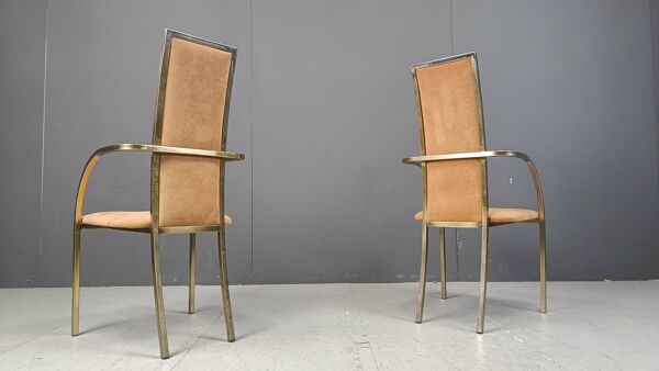 Chaises de salle à manger en laiton par Belgochrom, années 1970 - lot de 4