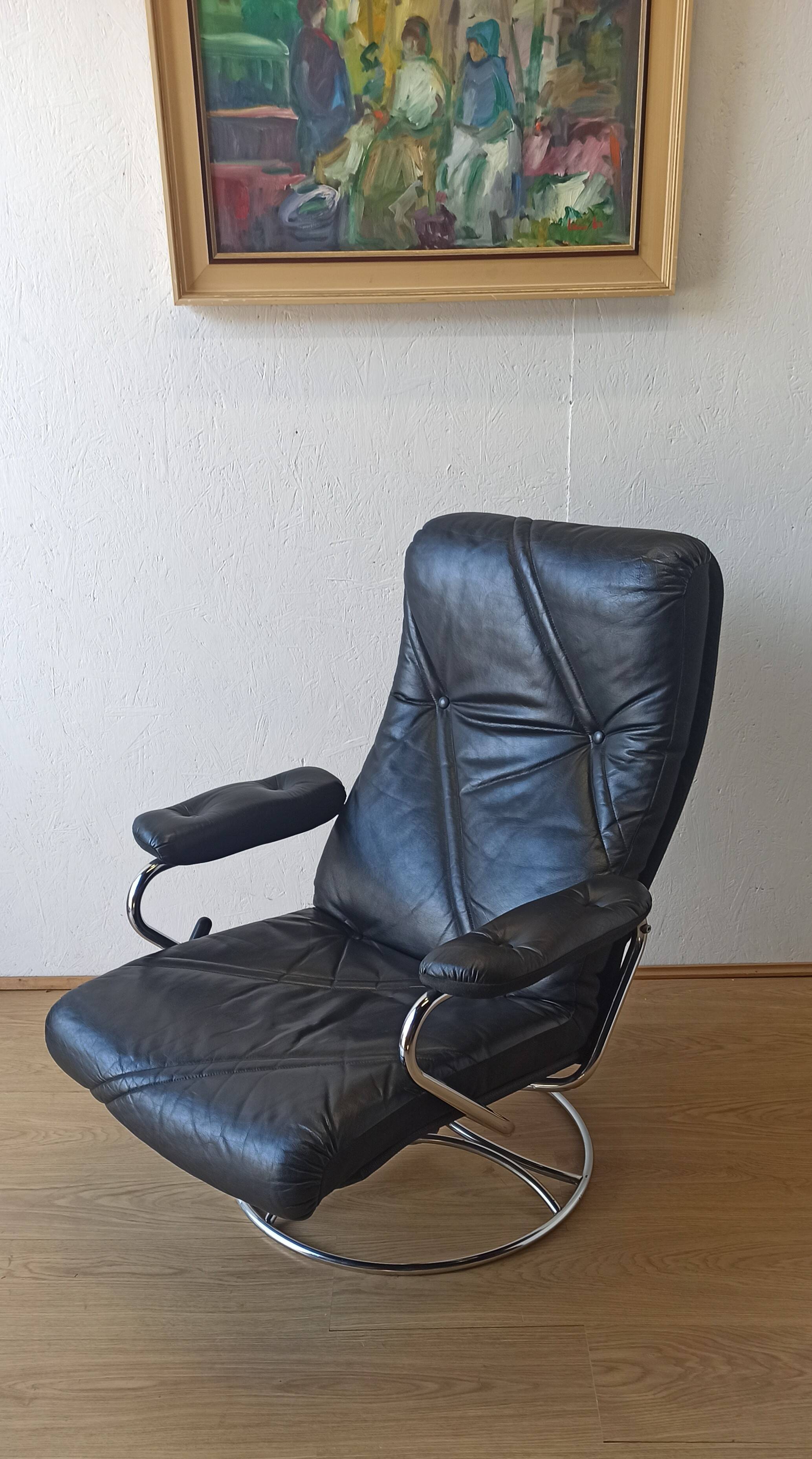 Scandinavian design leather armchair 70s
