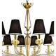 Contemporary Linear Chandelier in Transparent Murano Glass with Gold-Leaf