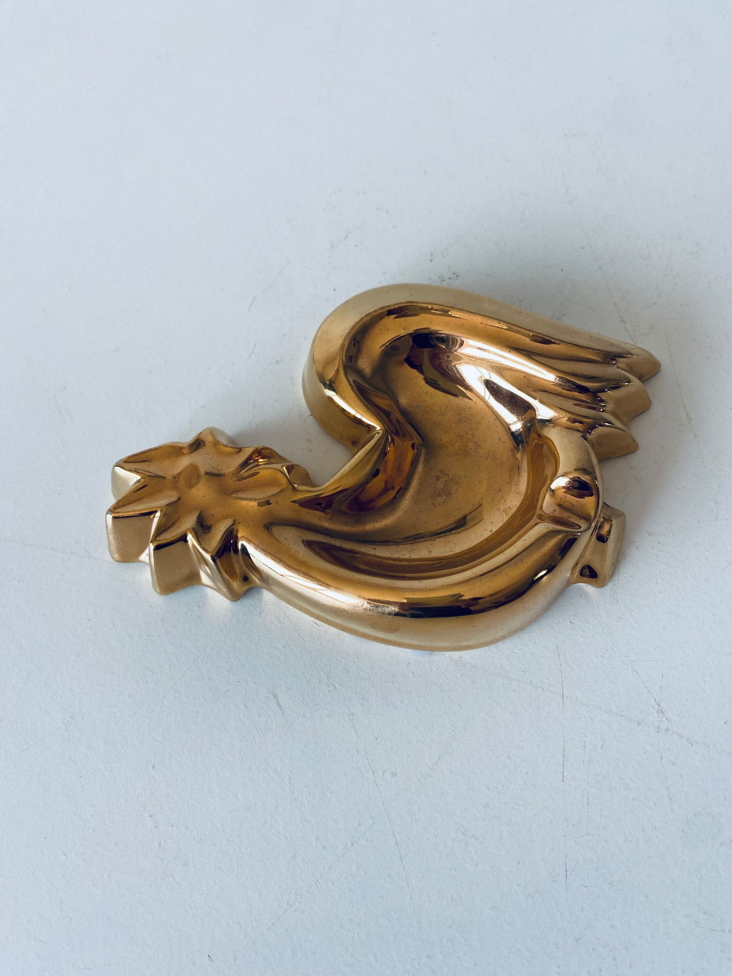 Vintage rooster in gilded ceramic