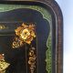 Large Napoleon III tray in black metal painted with floral decoration. 72x57 cm Good condition B795