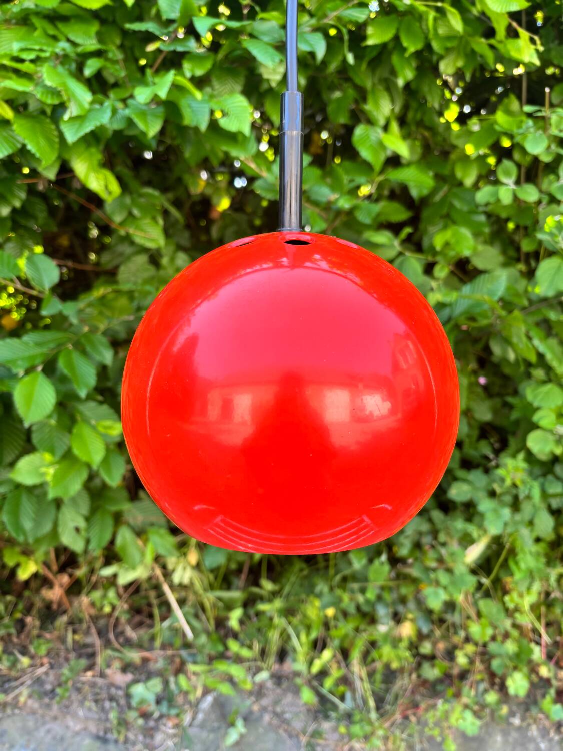 Orange metal eye ball pendant light by LITA vintage 1970