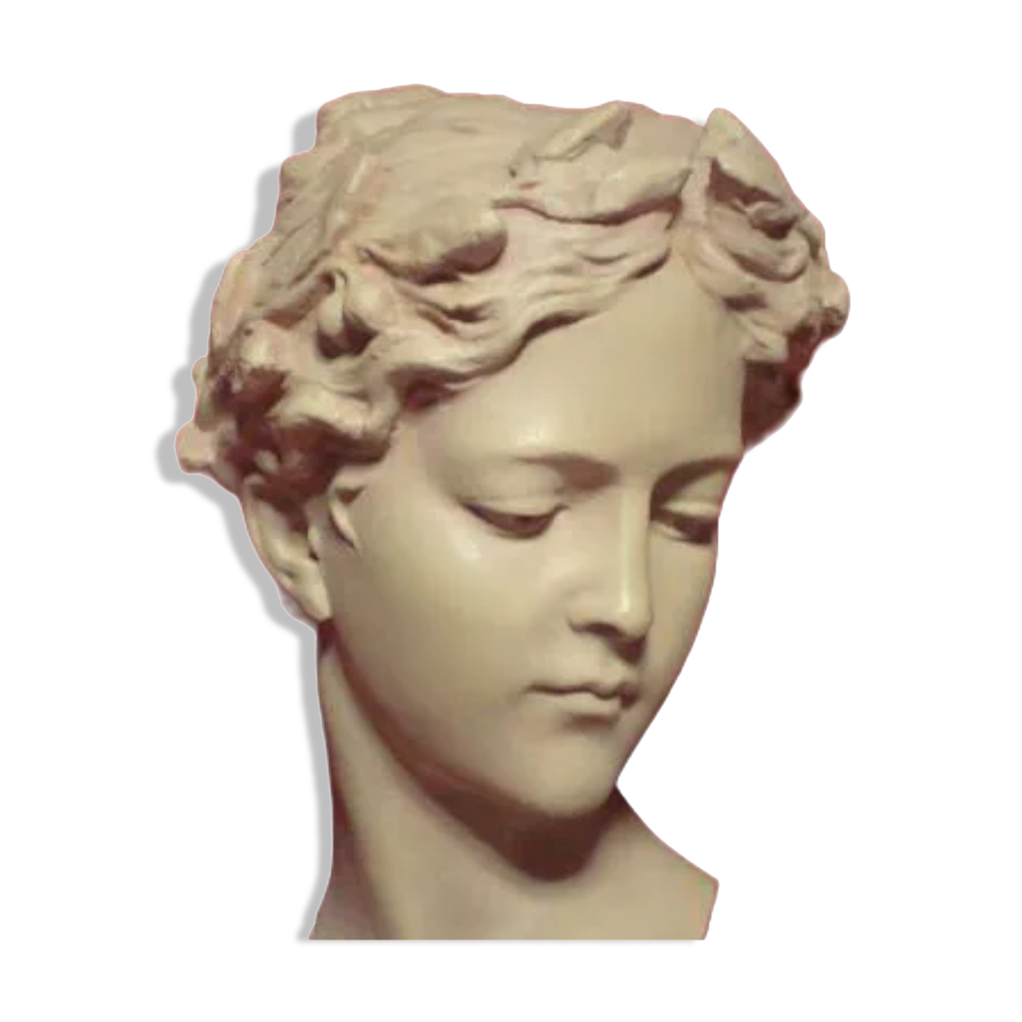 Art Nouveau women's bust, light beige terracotta patina