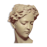 Art Nouveau women's bust, light beige terracotta patina