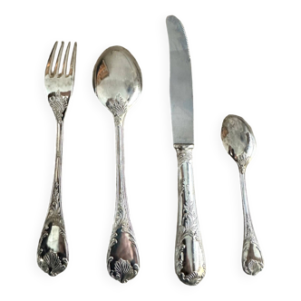 Cutlery set 51 pieces silver metal Louis XV style model Marly