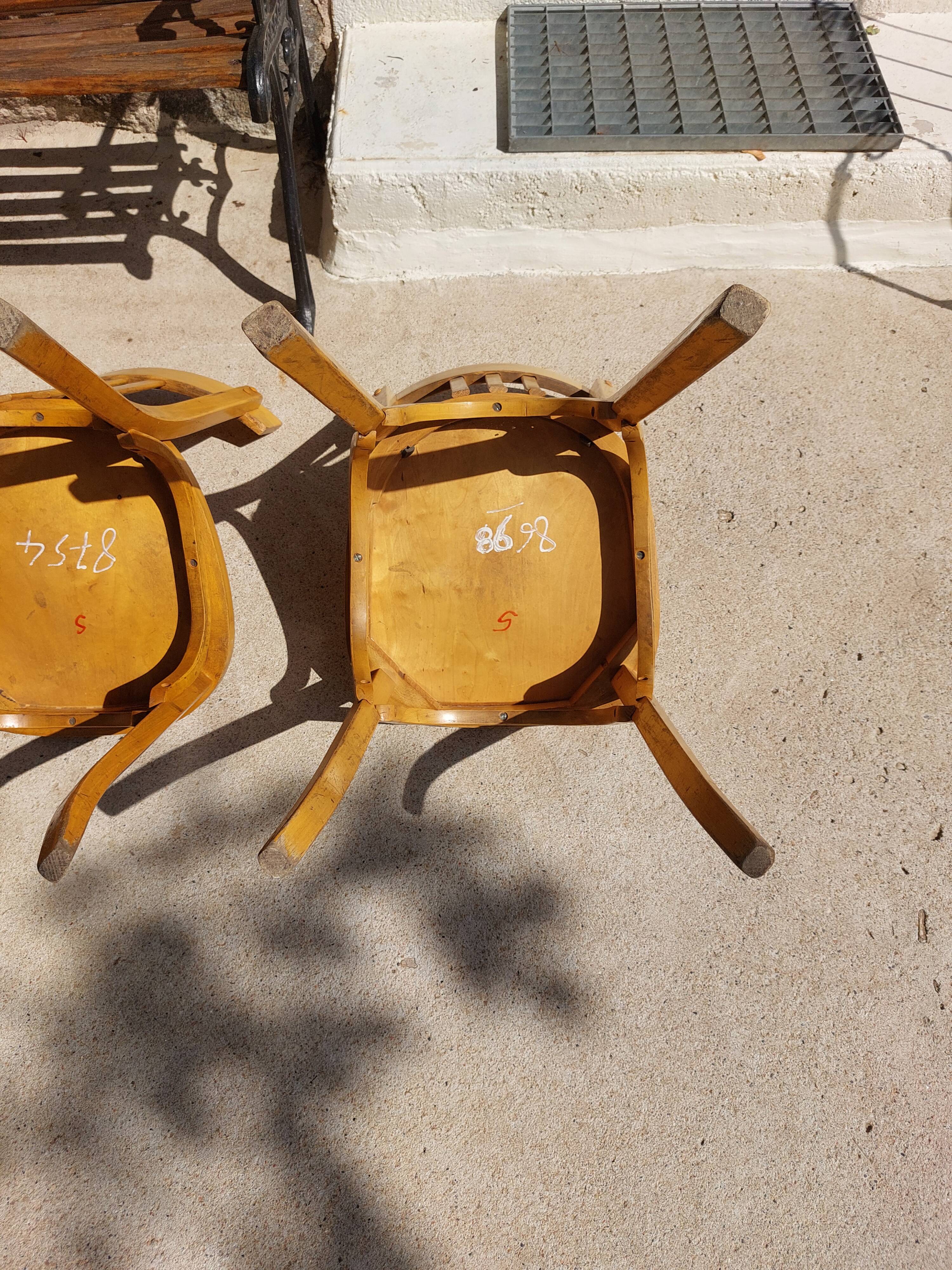 4 Baumann bistro chairs, different shades, vintage