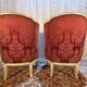 Paire de bergères gondoles de style Louis XV bois réchampi