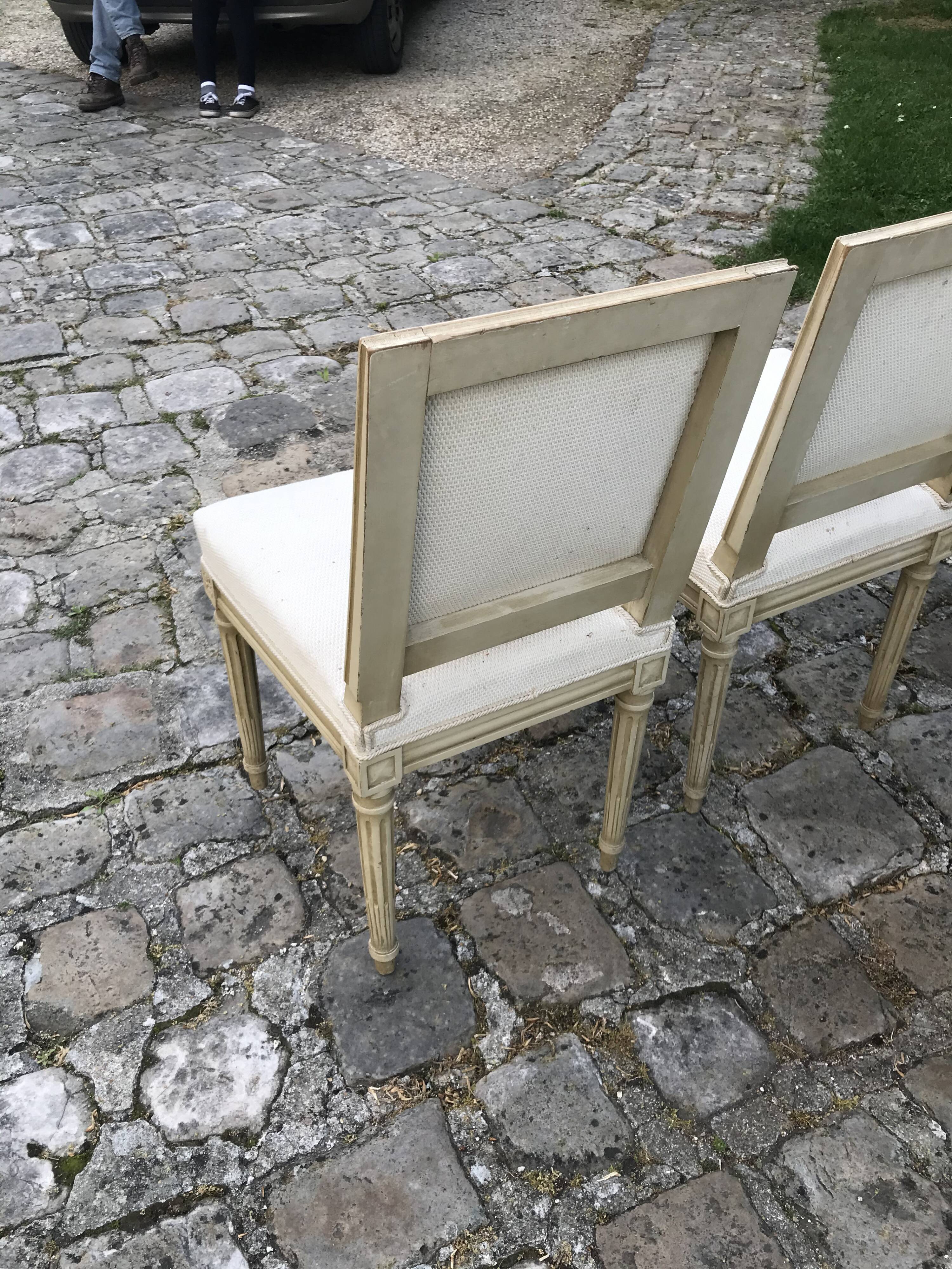 Series of 4 chairs of upholsterer style Louis XVI