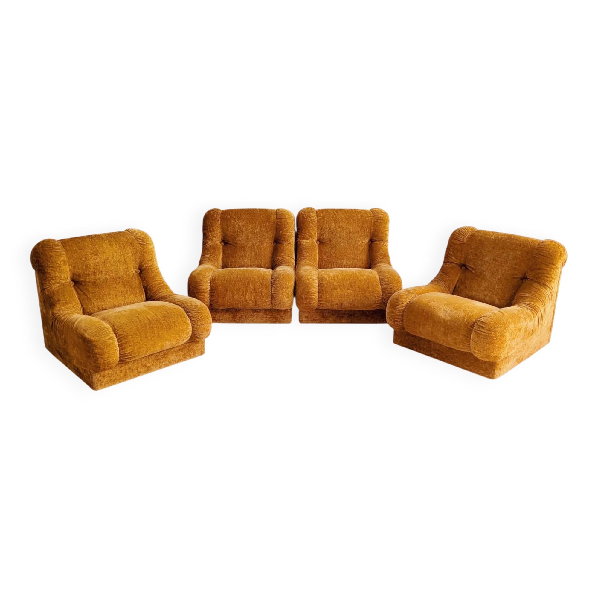 Set of 4 Modular Italian Lounge Chairs 1970s
