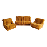 Set of 4 Modular Italian Lounge Chairs 1970s