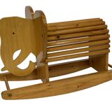 Design suédois vintage Éléphant à bascule en bois Design des années 80
