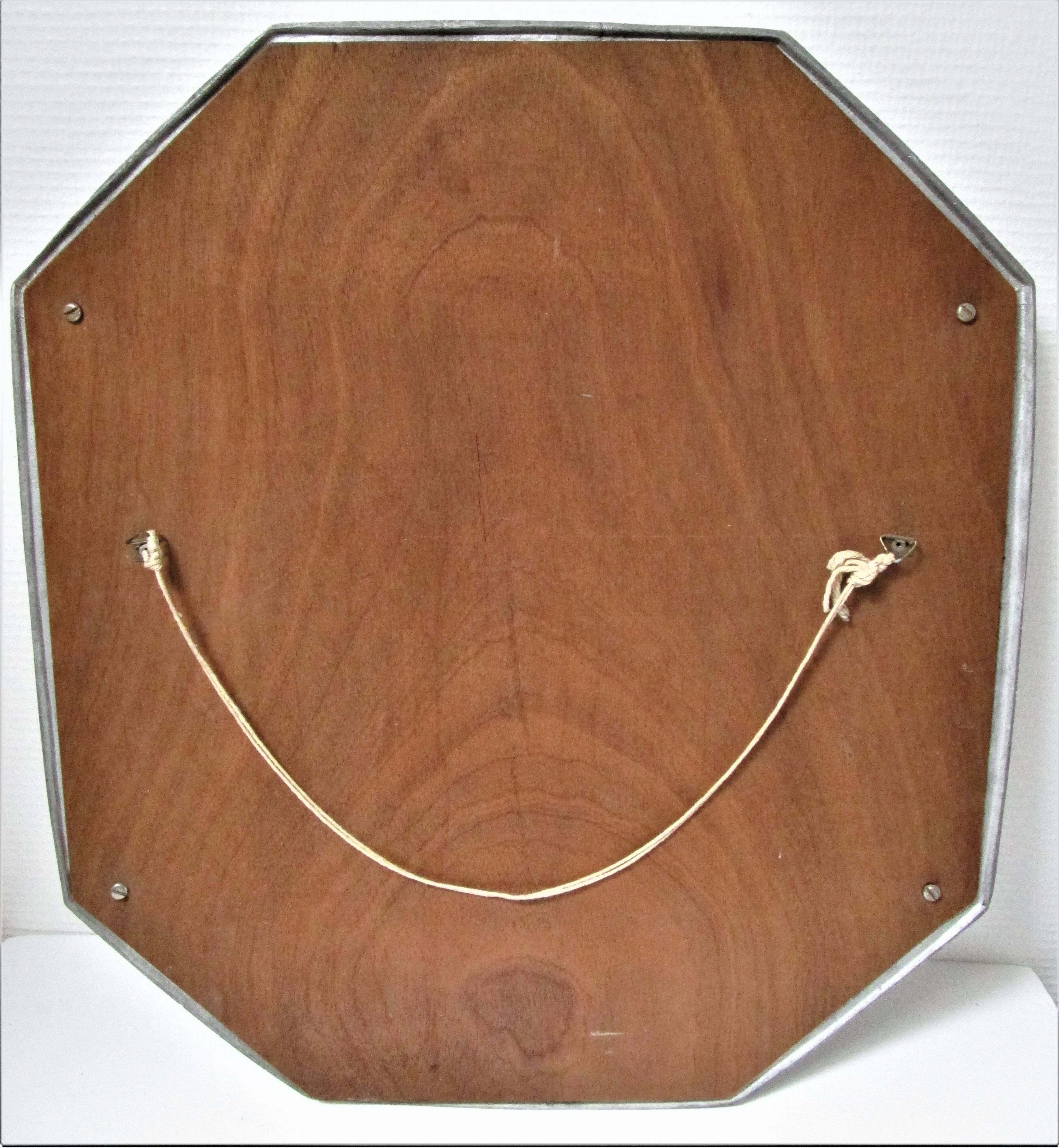 Octagonal metal mirror 70s design 48cmx55cm