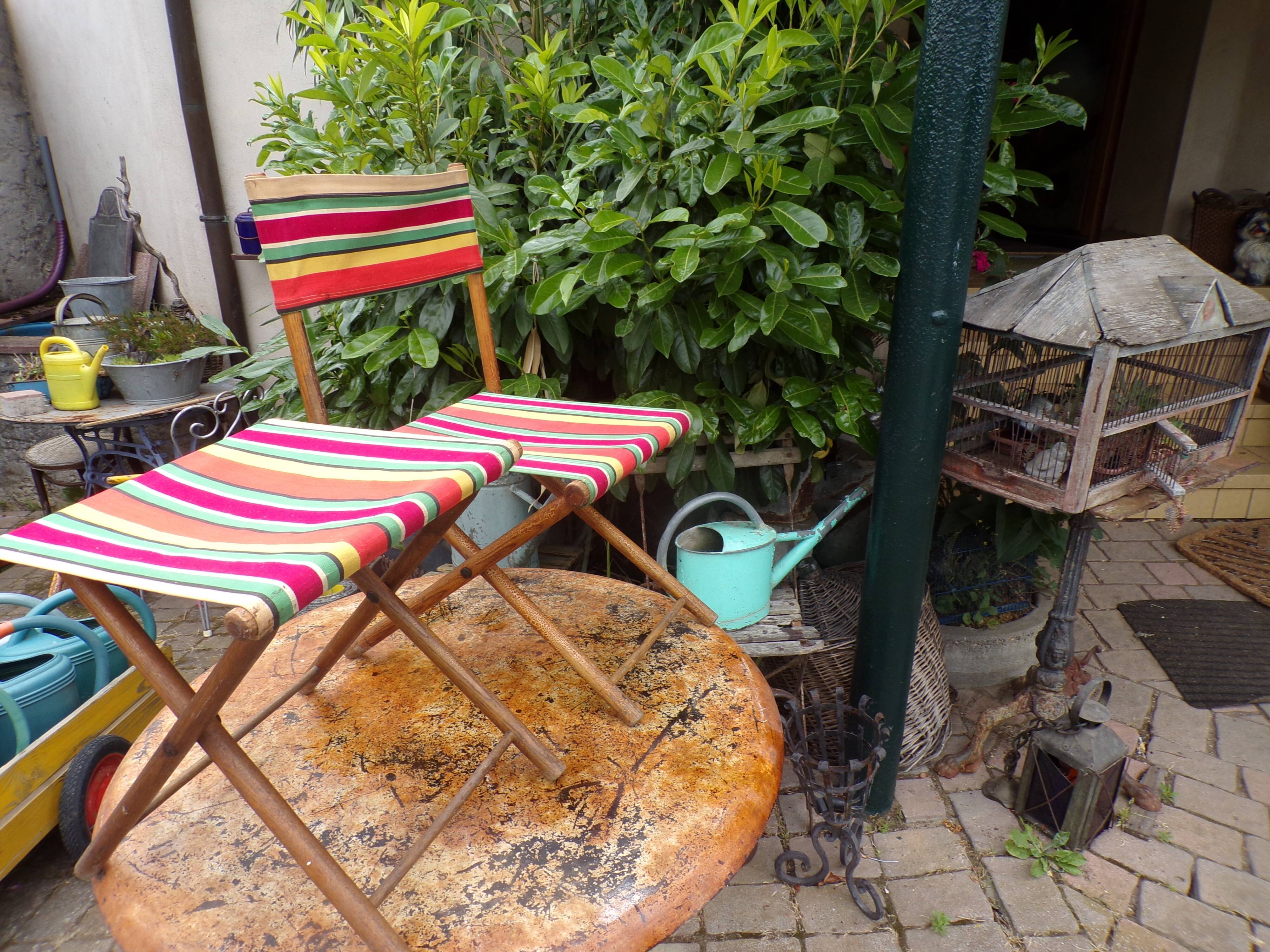 Vintage camping armchair and stool