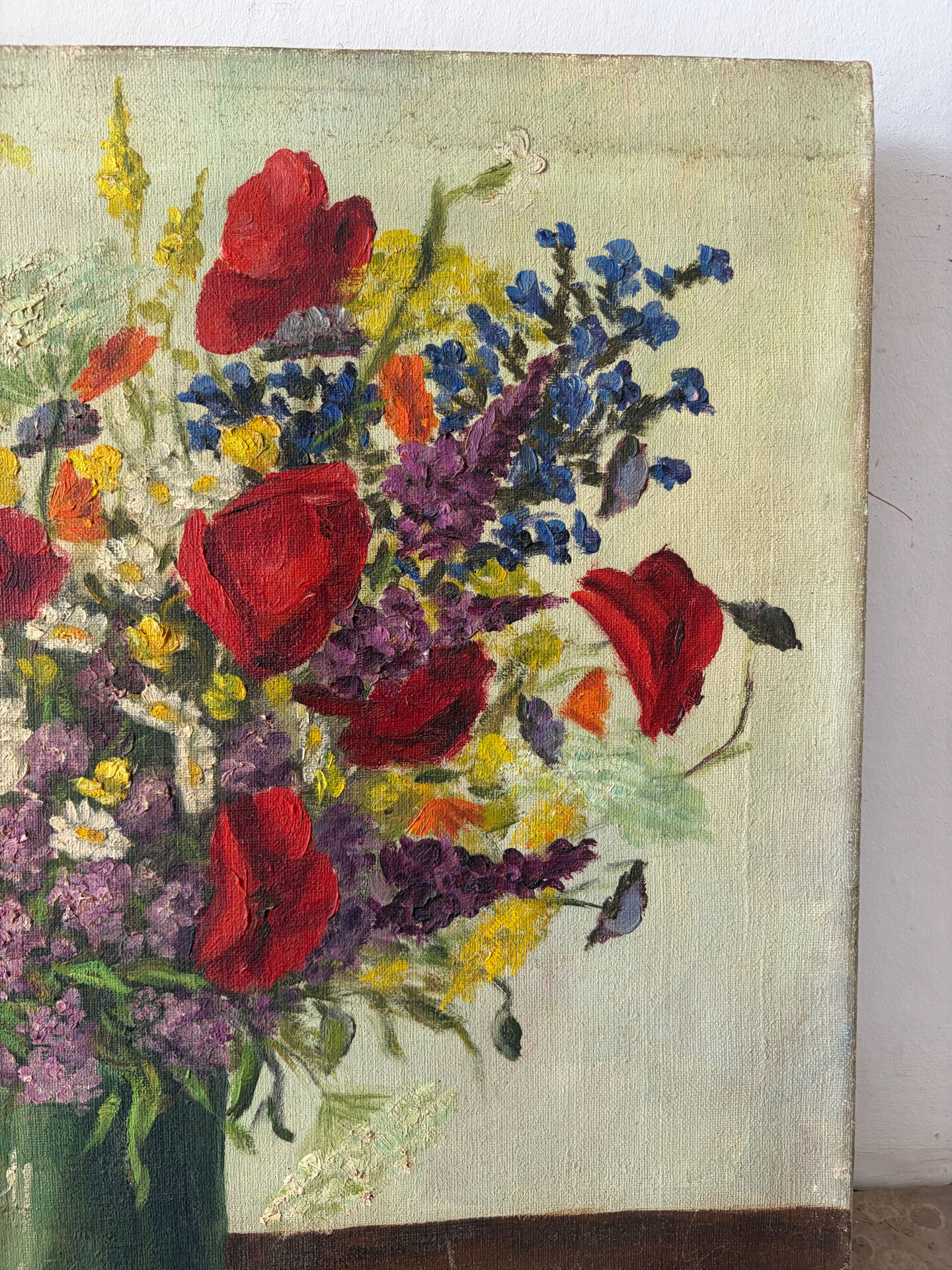 Still life with poppies, oil on canvas signed