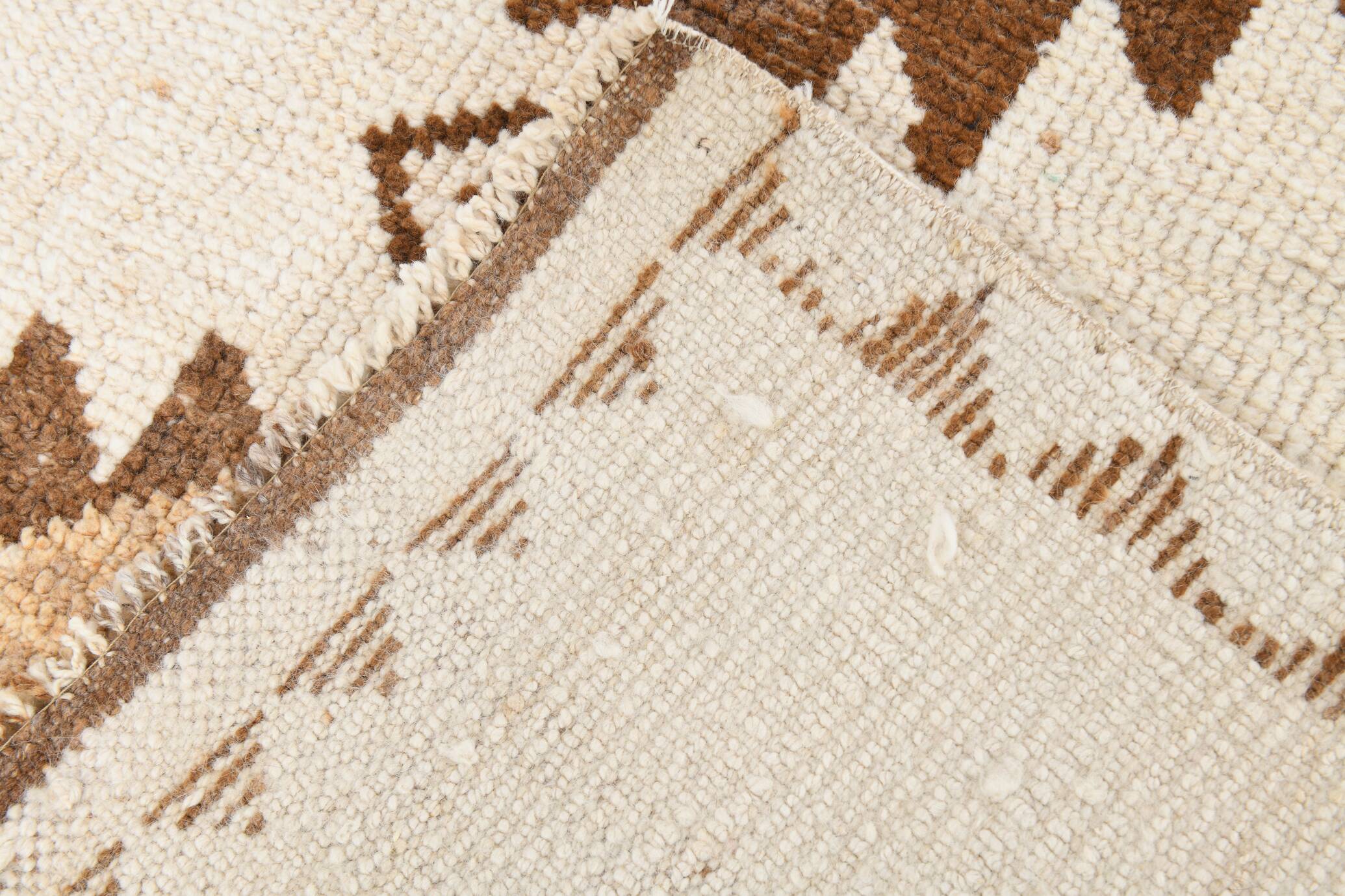 3x11 Brown Beige Persian Kilim Runner Rug, 107x333Cm