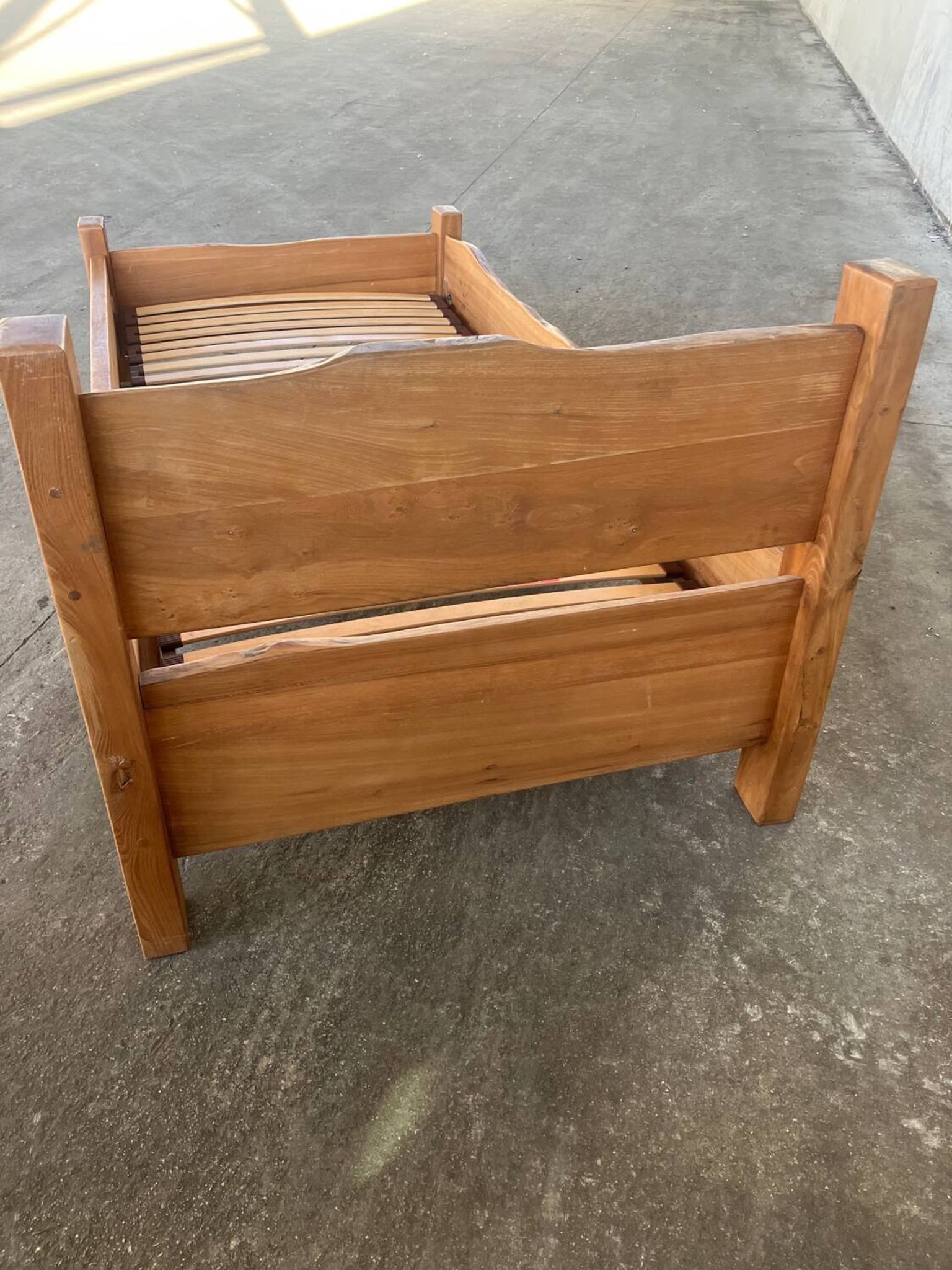 Solid oak children's bed, France, vintage 1960s