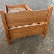 Solid oak children's bed, France, vintage 1960s