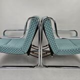 Set of 2 Italian chairs in chrome frame and completely reupholstered