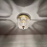 Brass and Glass Flush Light by Glashütte Limburg