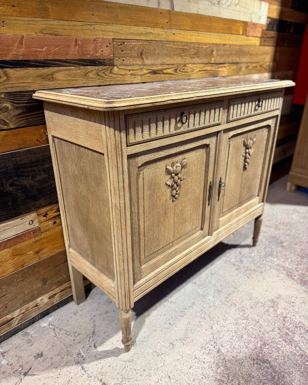 Antique sandblasted sideboard