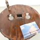 Brutalist Circular Coffee Table in Solid Wood – Brazilian Folk Art