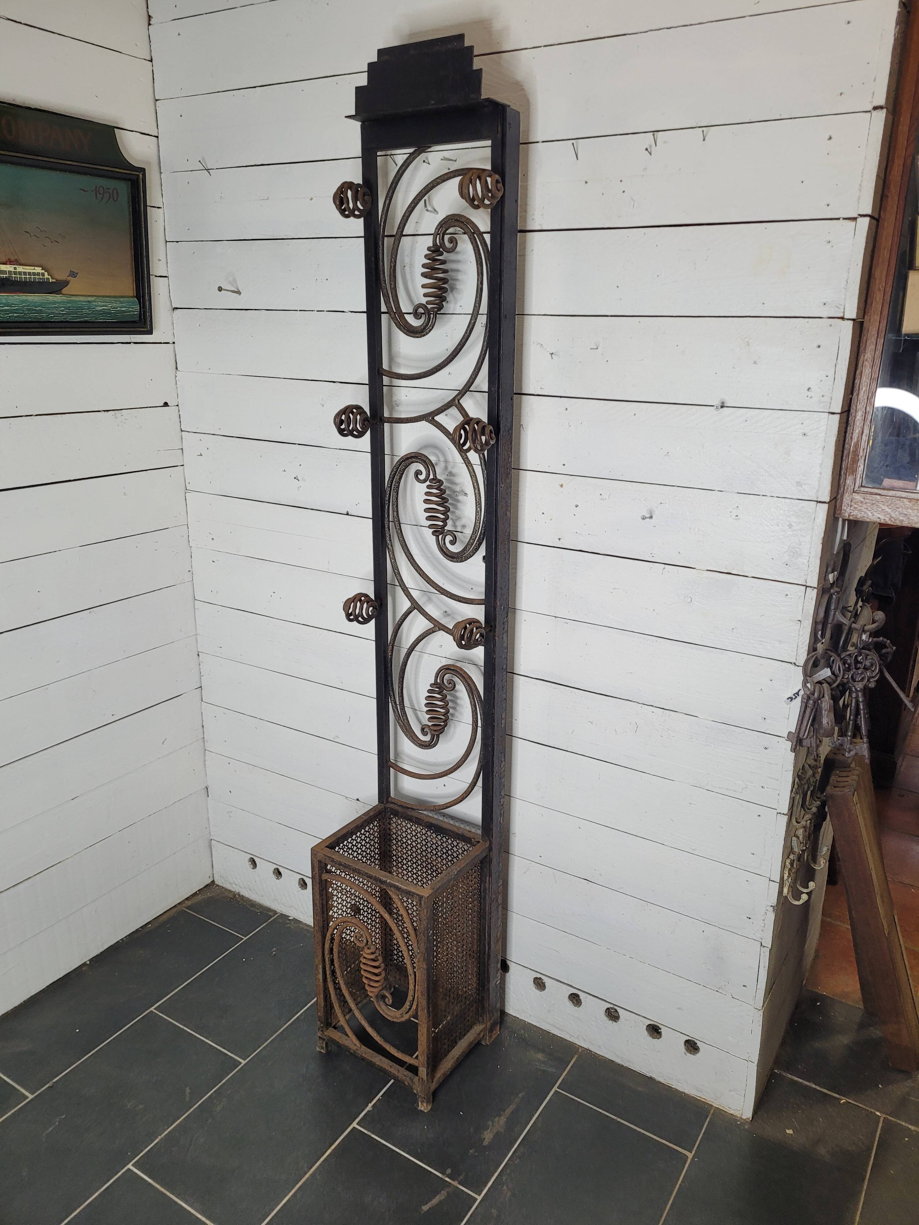 Art deco wrought iron coat rack from the 1930s