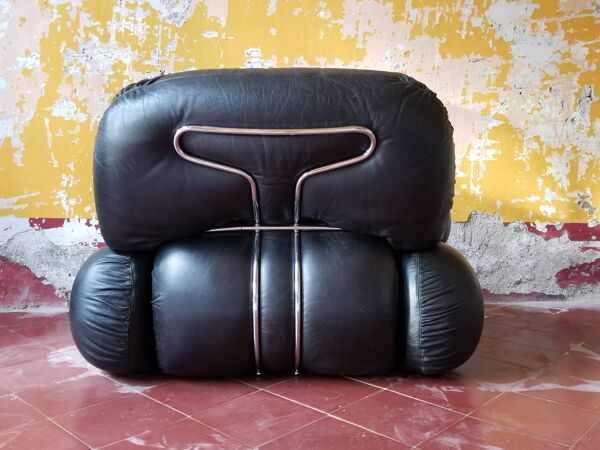 fauteuil En cuir Noir Par Adriano Piazzesi