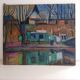 Urban landscape oil painting on canvas signed Rottier
