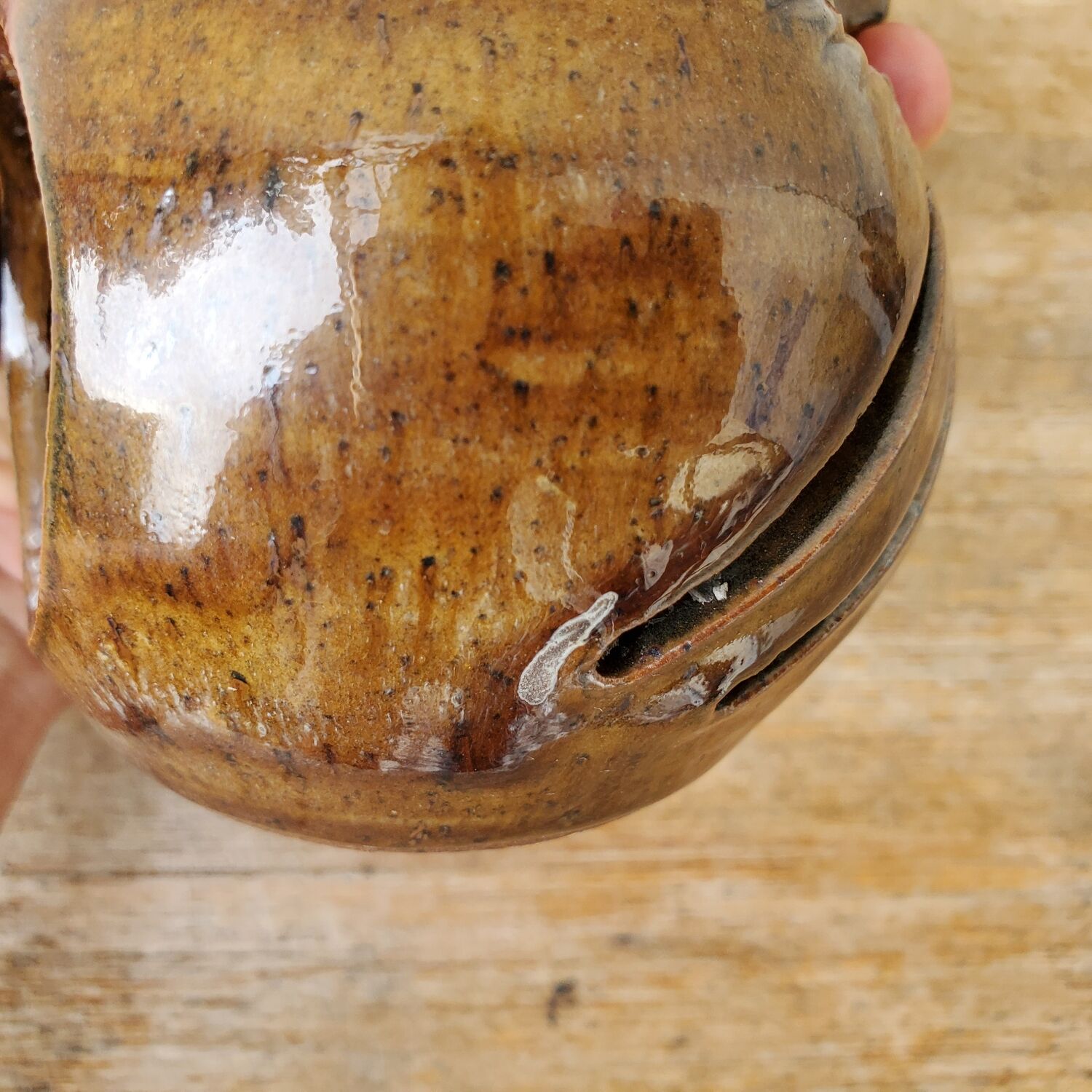 Stoneware owl candle holder