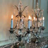 Pair of bronze and cut crystal girandoles circa 1900