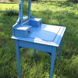 Former hairdresser - blue painted wood toilet table
