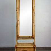 Miroir psyché osier tressé et bambou, années 70/80