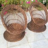 Wicker basket armchairs