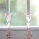 Set of two light pink glass candlesticks from the mid-century, Poland, 1960s.
