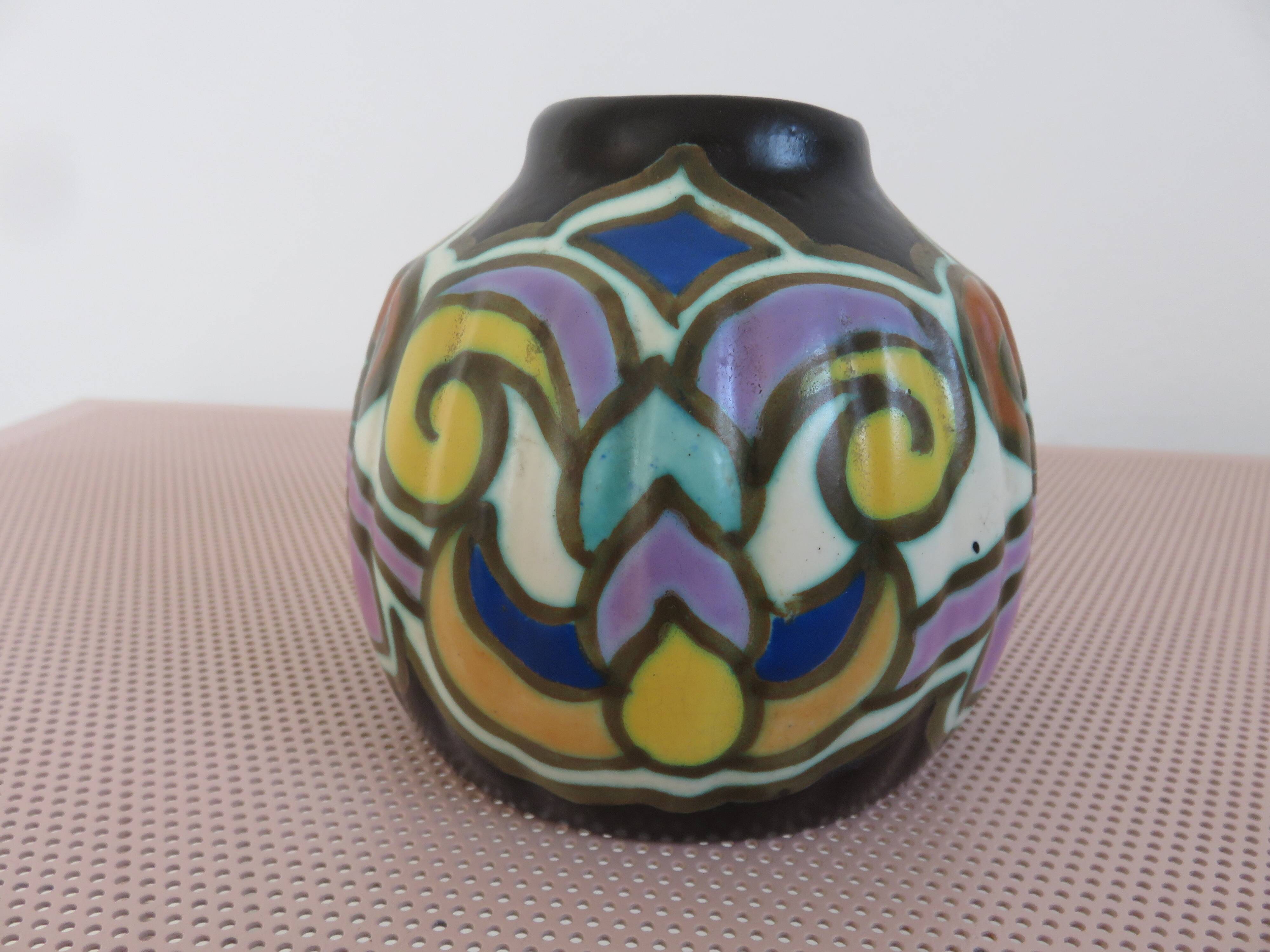 Art Deco ceramic vase from Montoise Bergen, 1920s-1930s.