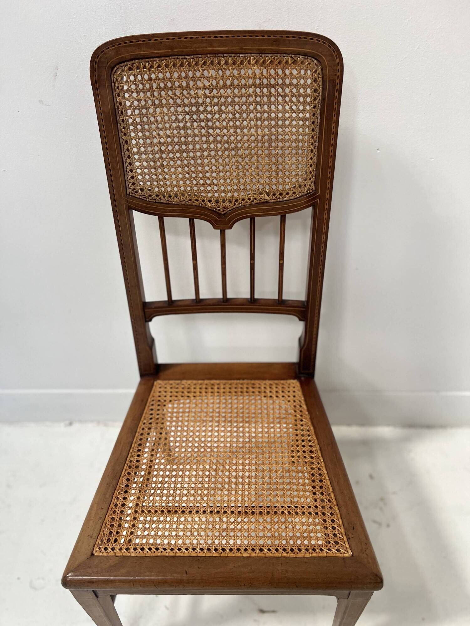 Art Deco bedroom chair in marquetry wood, 20th century.