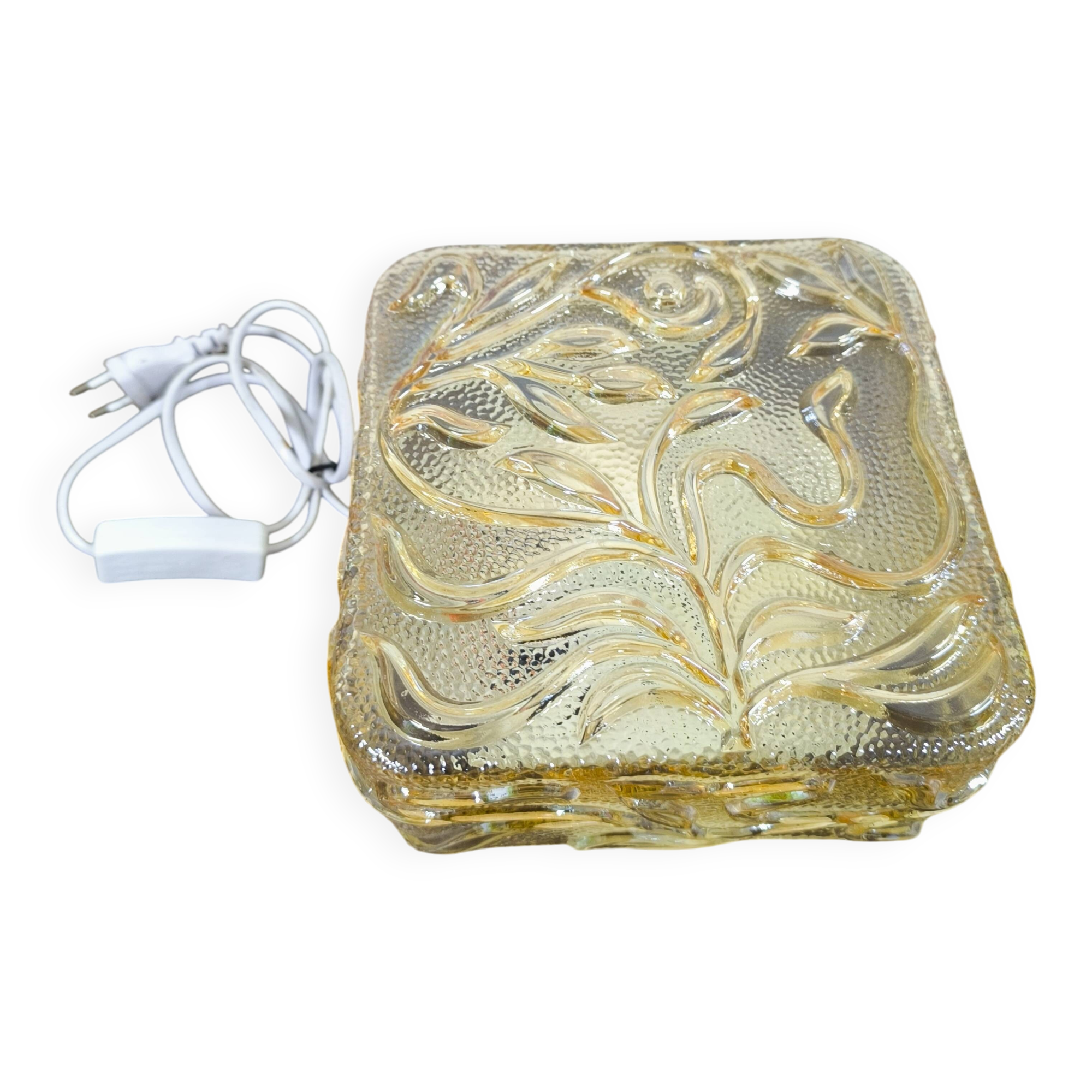 Amber glass wall lamp vintage flowers