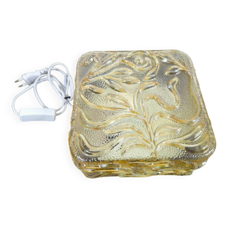 Amber glass wall lamp vintage flowers