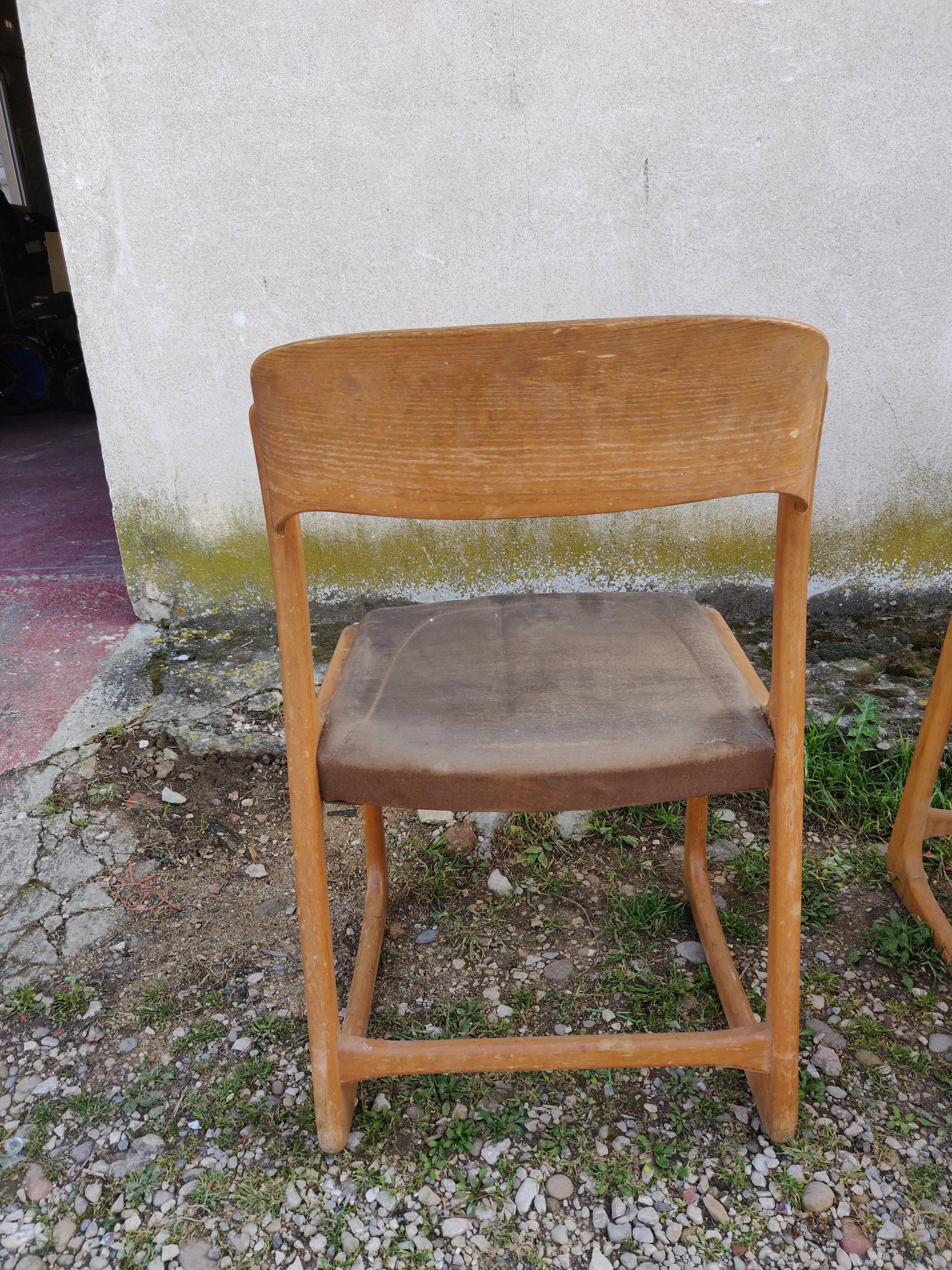 Set of 10 baumann chairs model sled 60s