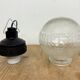 Industrial Bakelite Pendant Light with Frosted Glass, 1970s