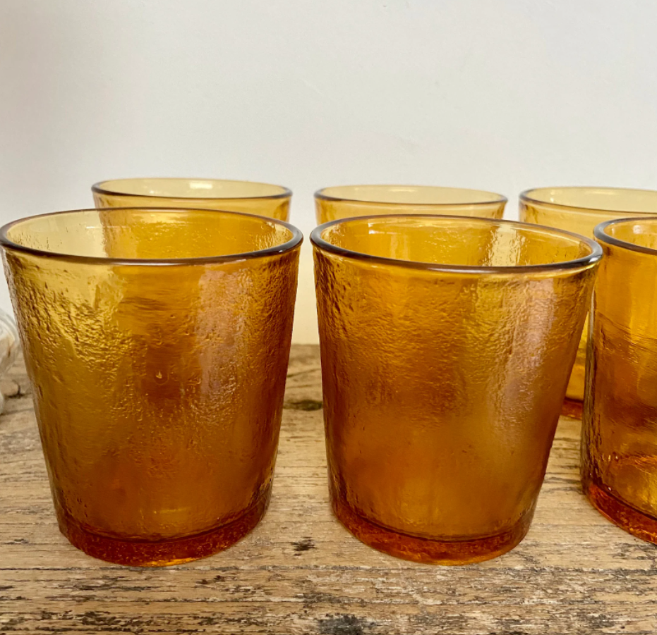 Lot de 6 verres ambrés Lever vintage