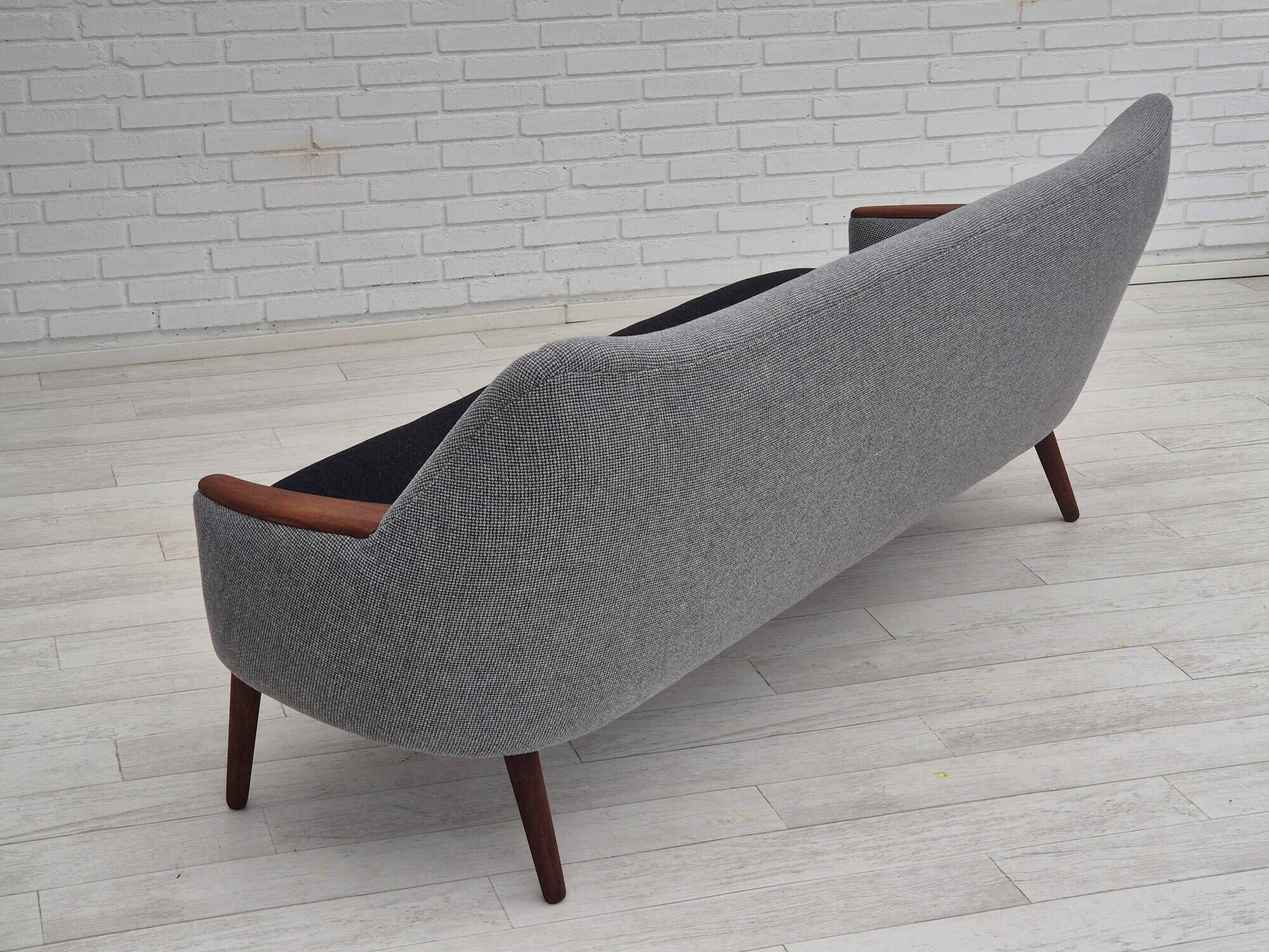 1960s, Danish sofa by Kurt Østervig model 58, completely reupholstered, furniture wool, teak wood.