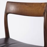 Mid century Rosewood dining chair with leather seat by Niels O. Møller for J.L. Moller