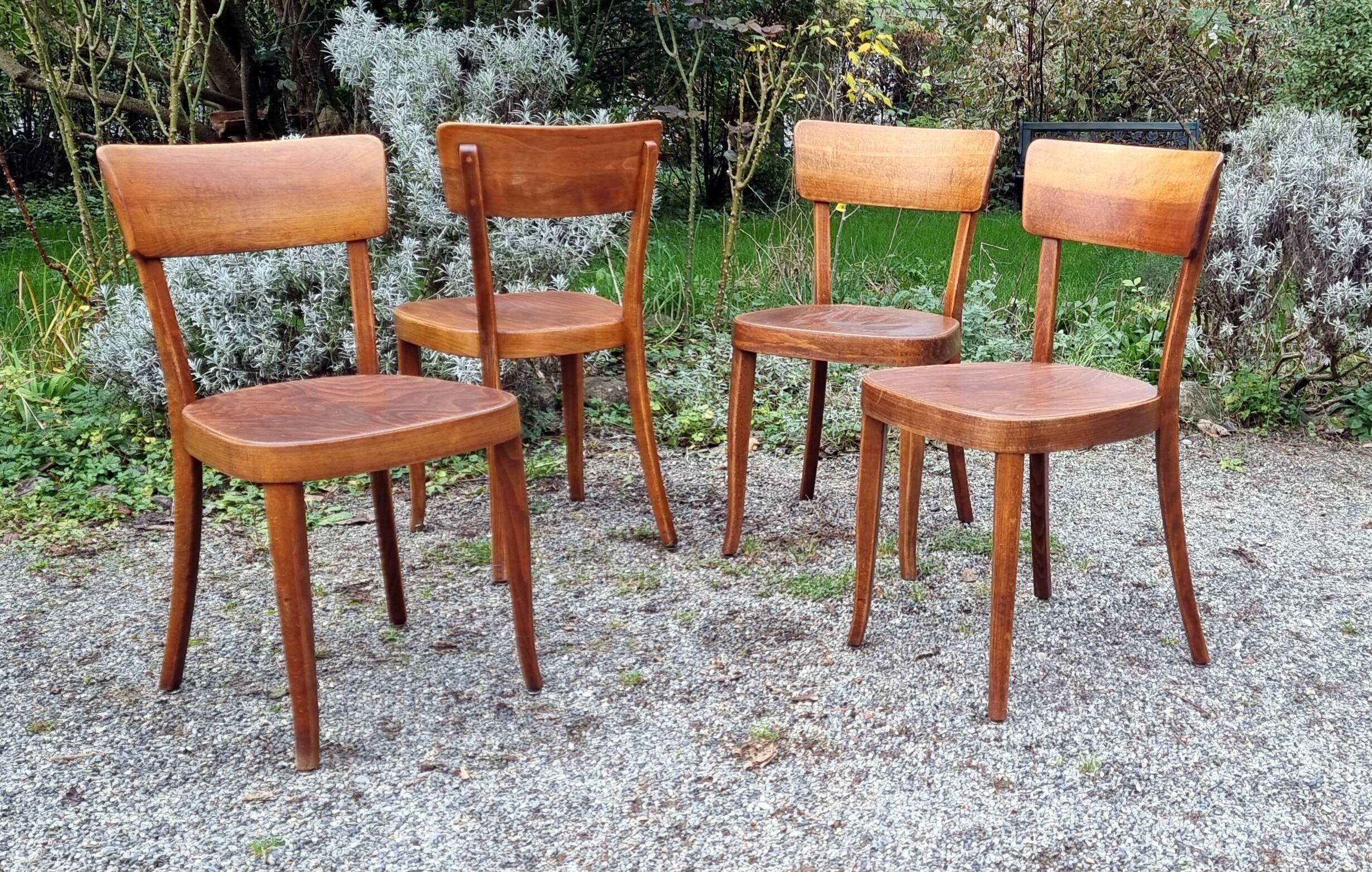 4 chaises bistrot suisses Horgen type années 50