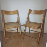 Paire de chaises pliantes cannées