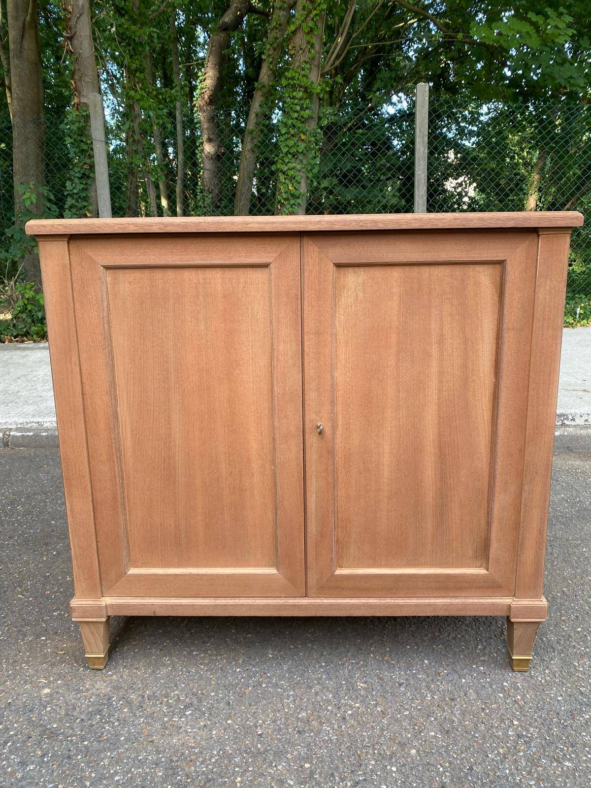 Louis XVI buffet, shallow, stripped, made of solid mahogany, 1950.